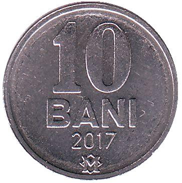 Монета 10 бани. 2017 год, Молдавия.