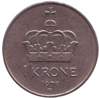 Корона. Монета 1 крона. 1975 год, Норвегия.
