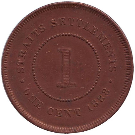 Монета 1 цент. 1888 год, Стрейтс-Сетлментс.