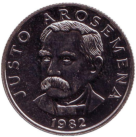 Монета 25 сентесимо. 1982 год, Панама. BU. Хусто Аросемена.