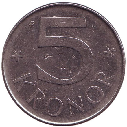 Монета 5 крон. 1984 год, Швеция.