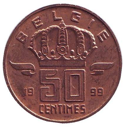 Монета 50 сантимов. 1999 год, Бельгия. (Belgie)