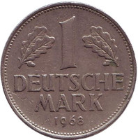 Монета 1 марка. 1968 год (D), ФРГ.