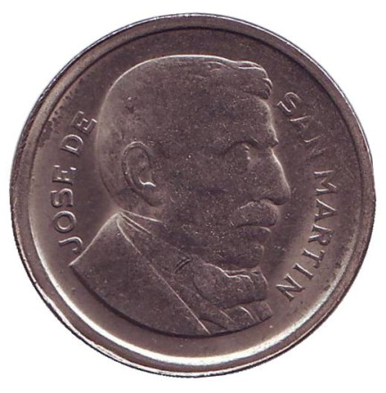 Монета 50 сентаво. 1955 год, Аргентина. Генерал Хосе де Сан-Мартин.