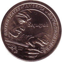 Сакагавея (Вождь племени чероки Секвойя). Монета 1 доллар, 2017 год (D), США. 