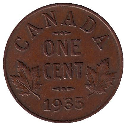 Монета 1 цент. 1935 год, Канада.