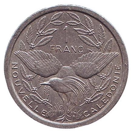 Монета 1 франк. 1981 год, Новая Каледония. XF-UNC. Птица кагу.