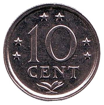 Монета 10 центов. 1984 год, Нидерландские Антильские острова.