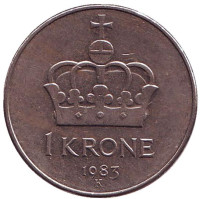 Корона. Монета 1 крона. 1983 год, Норвегия.
