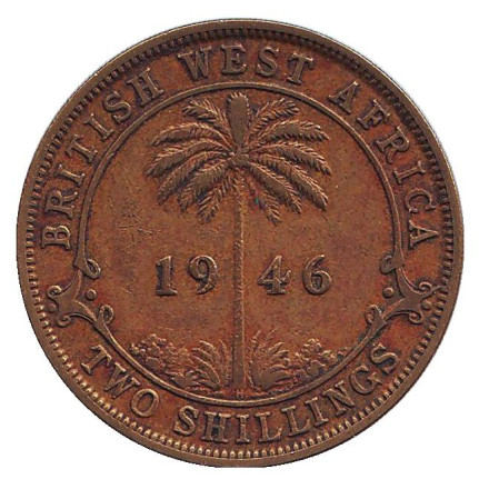 Монета 2 шиллинга. 1946 год (H), Британская Западная Африка.
