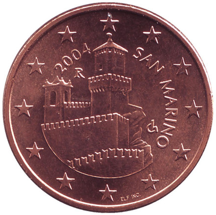 Монета 5 центов, 2004 год, Сан-Марино.