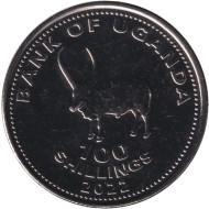 Монета 100 шиллингов. 2022 год, Уганда. Африканский бык. Монета 100 шиллингов. 2022 год, Уганда. Африканский бык.