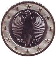 Монета 1 евро. 2012 год (F), Германия. Монета 1 евро. 2012 год (F), Германия.