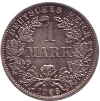 Монета 1 марка. 1906 год (A), Германская империя.