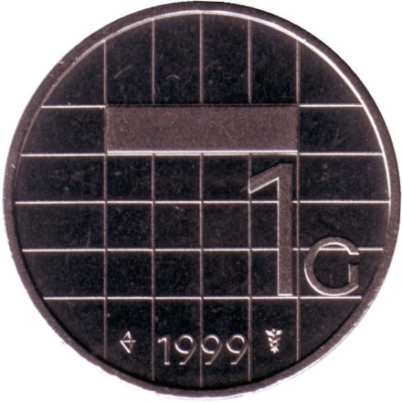 Монета 1 гульден. 1999 год, Нидерланды. BU.