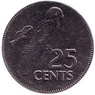 Монета 25 центов. 2000 год, Сейшельские острова. Попугай. Монета 25 центов. 2000 год, Сейшельские острова. Попугай.