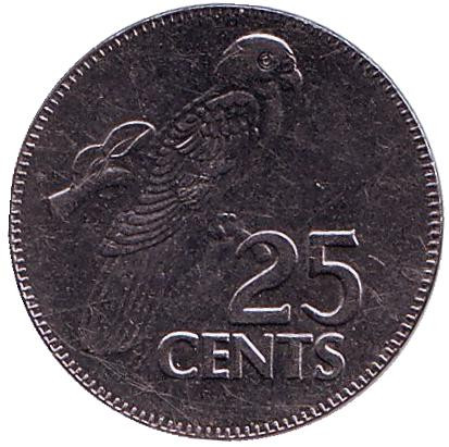 Монета 25 центов. 2000 год, Сейшельские острова. Попугай.