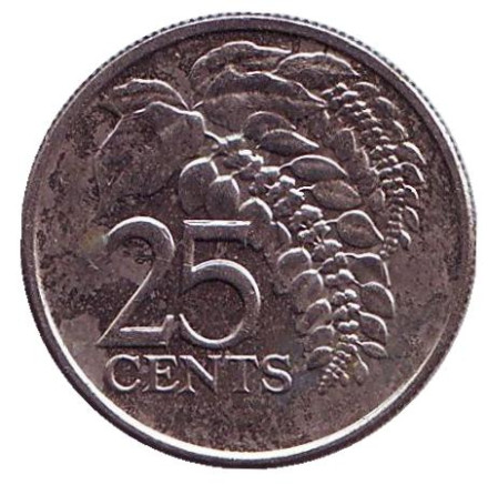Монета 25 центов. 2016 год, Тринидад и Тобаго. Чакония.
