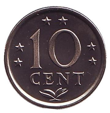 Монета 10 центов. 1983 год, Нидерландские Антильские острова. UNC.