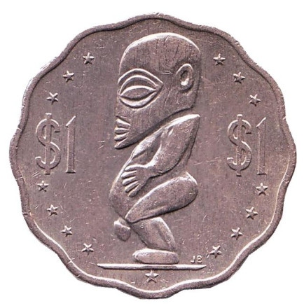 Монета 1 доллар. 1992 год, Острова Кука. Тангароа. Божество.