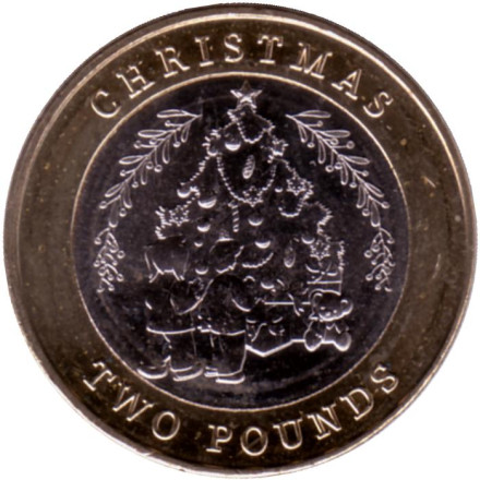 Монета 2 фунта. 2023 год, Гибралтар. Рождество.