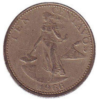 Монета 10 сентаво. 1966 год, Филиппины. Монета 10 сентаво. 1966 год, Филиппины.