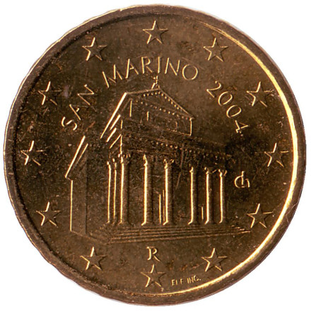 Монета 10 центов, 2004 год, Сан-Марино.
