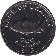 Монета 200 шиллингов. 2022 год, Уганда. Рыба семейства "Цихлиды". Монета 200 шиллингов. 2022 год, Уганда. Рыба семейства "Цихлиды".