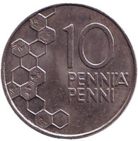 Монета 10 пенни. 1998 год, Финляндия.