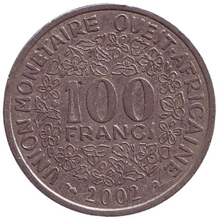 Монета 100 франков. 2002 год, Западные Африканские Штаты.