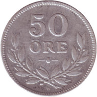 Монета 50 эре. 1927 год, Швеция. Монета 50 эре. 1927 год, Швеция.