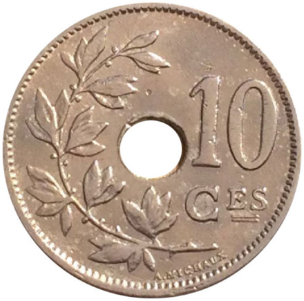 Монета 10 сантимов. 1926 год, Бельгия. (Belgique).