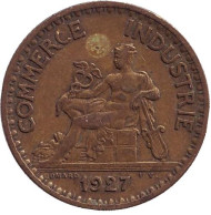 Монета 1 франк. 1927 год, Франция. Монета 1 франк. 1927 год, Франция.