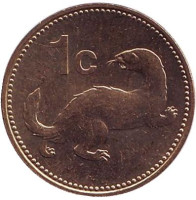 Горностай. Монета 1 цент. 2001 год, Мальта. UNC.
