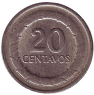 Монета 20 сентаво. 1967 год, Колумбия. Монета 20 сентаво. 1967 год, Колумбия.