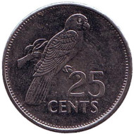 Монета 25 центов. 2003 год, Сейшельские острова. Попугай. Монета 25 центов. 2003 год, Сейшельские острова. Попугай.