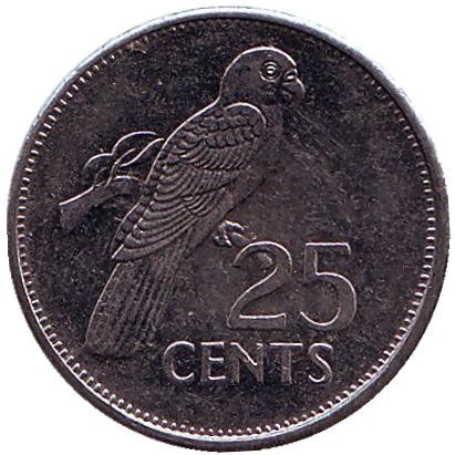 Монета 25 центов. 2003 год, Сейшельские острова. Попугай.