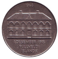 Монета 50 крон. 1968 год, Исландия. 50 лет независимости Исландии. Монета 50 крон. 1968 год, Исландия. 50 лет независимости Исландии.