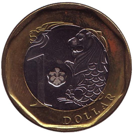 Монета 1 доллар, 2013 год, Сингапур. Из обращения. Мерлион.