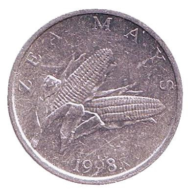 Монета 1 липа. 1998 год, Хорватия. Початок кукурузы.