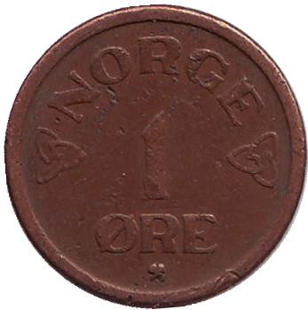 Монета 1 эре. 1953 год, Норвегия.