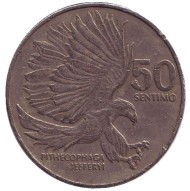 Монета 50 сентимо. 1986 год, Филиппины. Филиппинский орел. Монета 50 сентимо. 1986 год, Филиппины. Филиппинский орел.