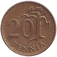 Монета 20 пенни. 1980 год, Финляндия.