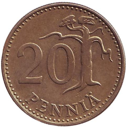 Монета 20 пенни. 1980 год, Финляндия.