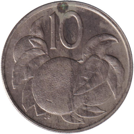 Монета 10 центов. 1973 год, Острова Кука. Апельсин.