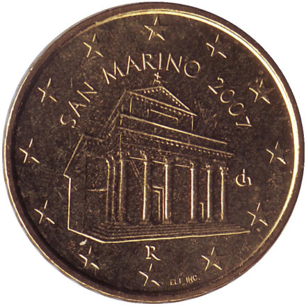 Монета 10 центов, 2007 год, Сан-Марино.