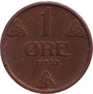 Монета 1 эре. 1950 год, Норвегия. Монета 1 эре. 1950 год, Норвегия.