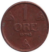 Монета 1 эре. 1948 год, Норвегия. Монета 1 эре. 1948 год, Норвегия.