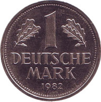 Монета 1 марка. 1982 год (G), ФРГ.