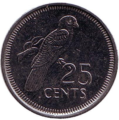 Монета 25 центов. 2010 год, Сейшельские острова. Попугай.